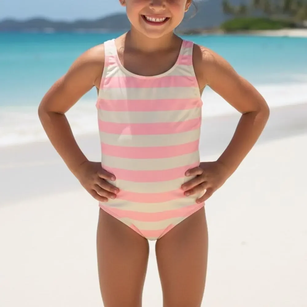AO76 Striped One Piece Girls Size 8